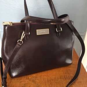 DKNY Shiny Saffiano Burgundy Leather Large Tote